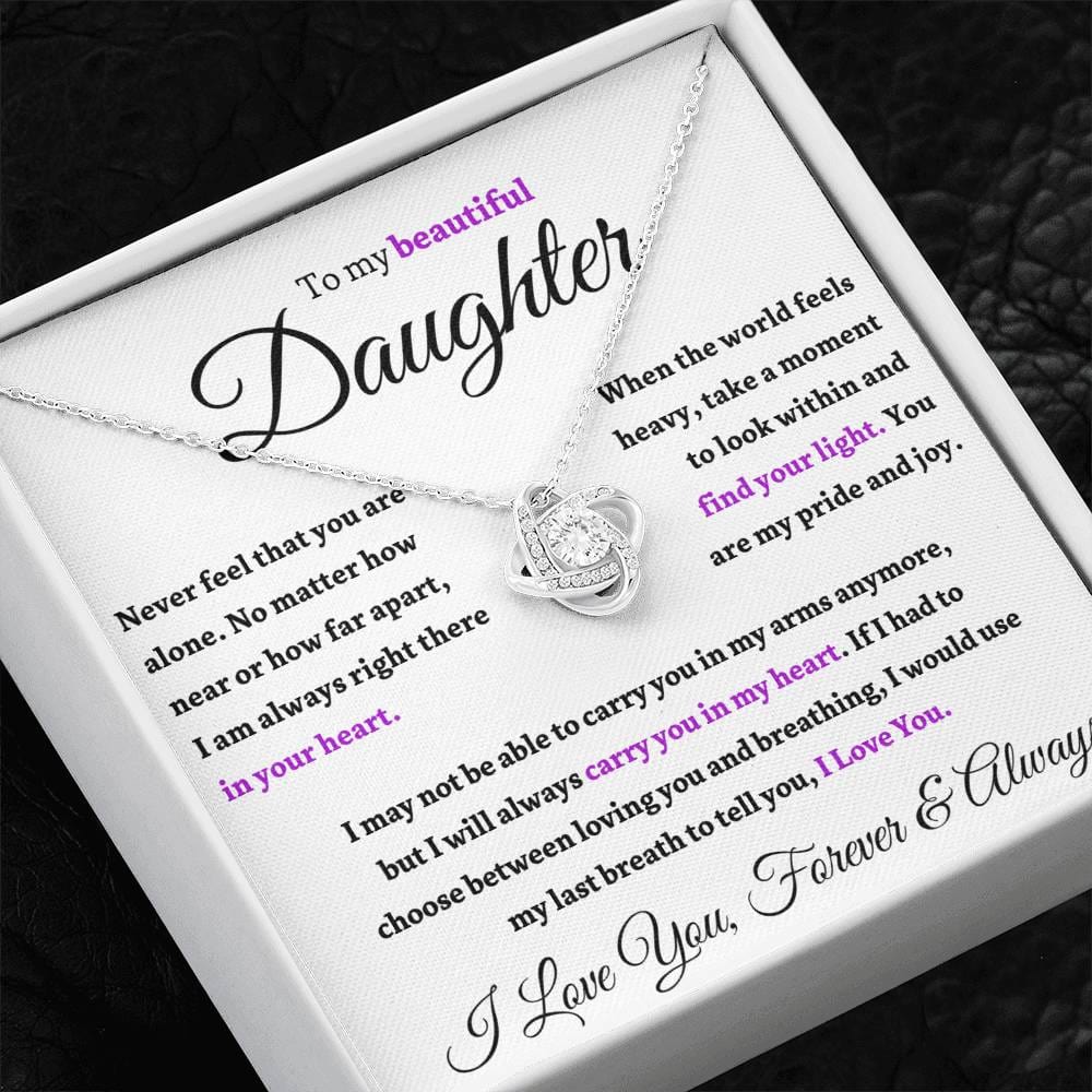 Beautiful Daughter Gift "Forever and Always" Gold Knot Necklace