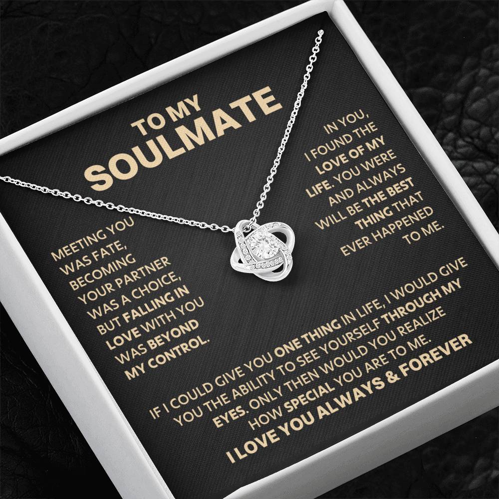 To My Soulmate - Gold  LoveKnot Necklace - DD029