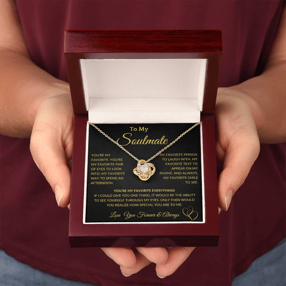 Gift for Soulmate "You Are My Favorite" Gold Knot Necklace