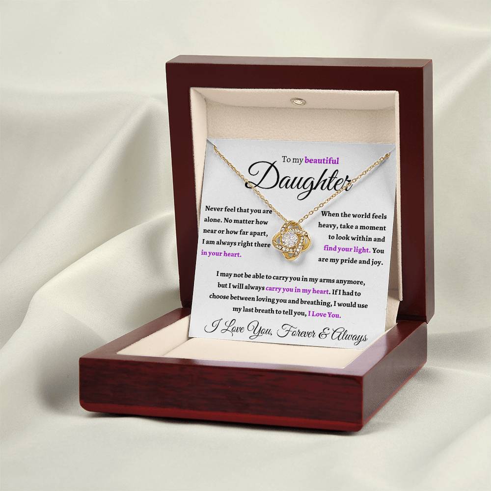 Beautiful Daughter Gift "Forever and Always" Gold Knot Necklace