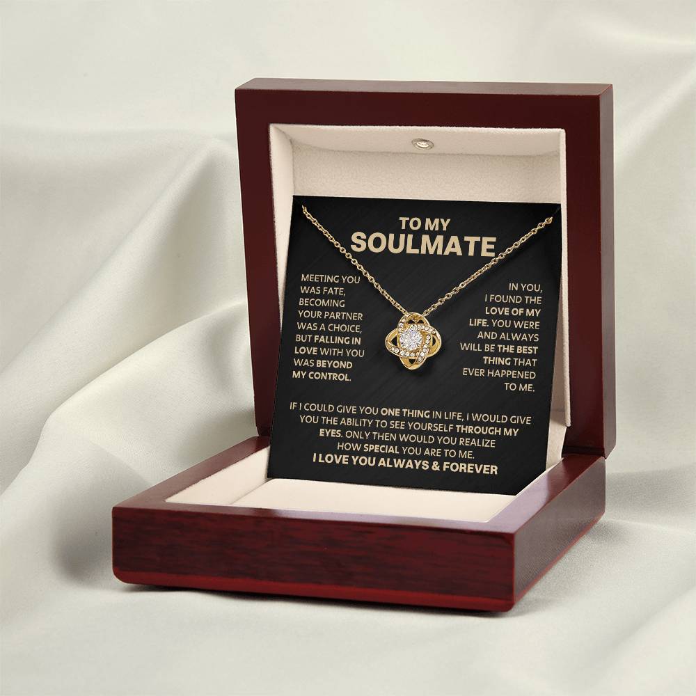 To My Soulmate - Gold  LoveKnot Necklace - DD029