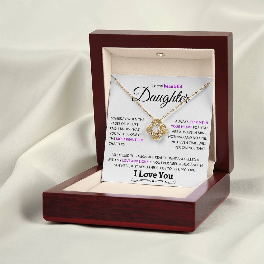 Beautiful Daughter Gift "Love and Light" Gold Knot Necklace