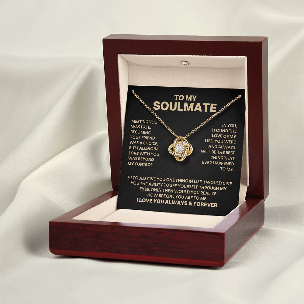 To My Soulmate - Gold  LoveKnot Necklace - DD030