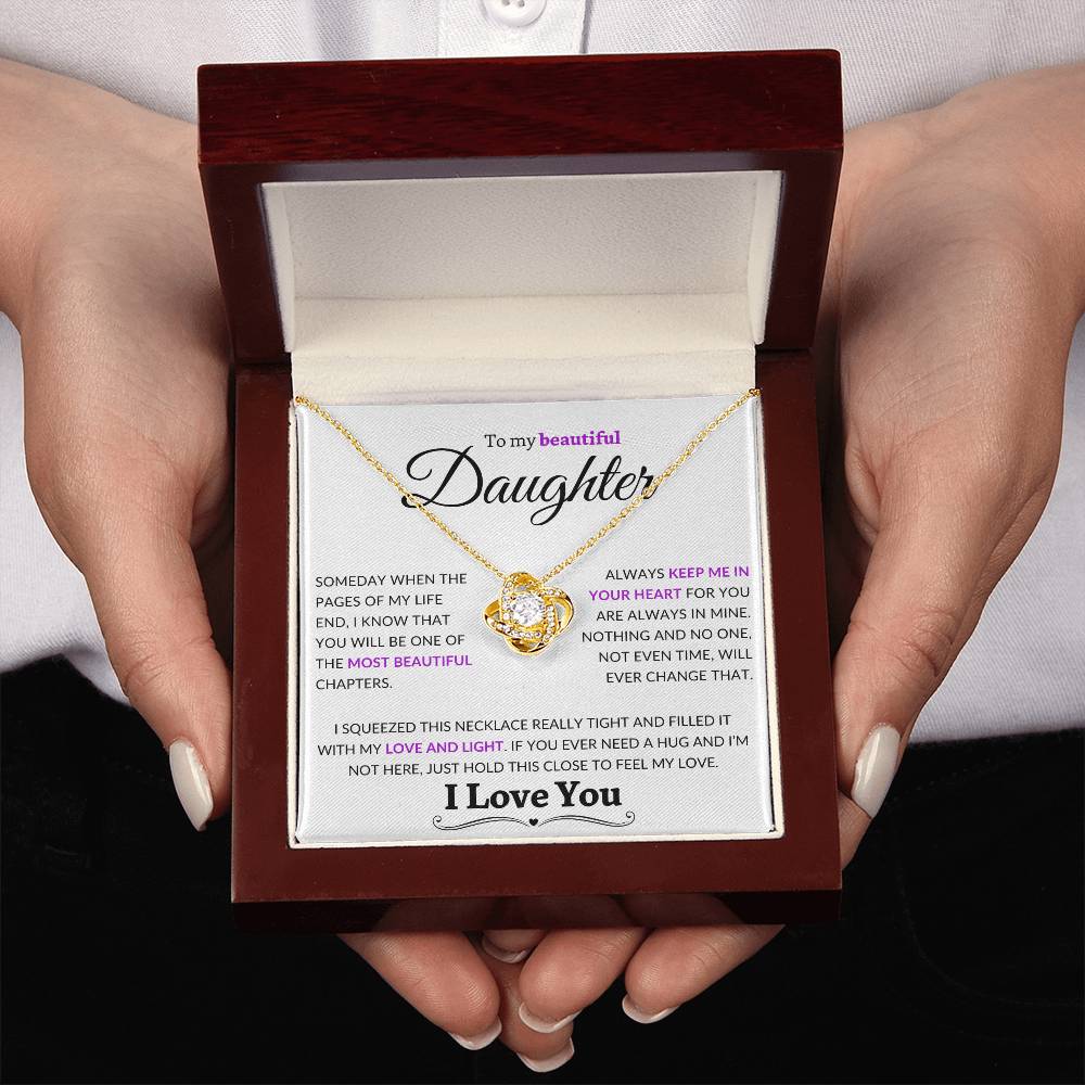 Beautiful Daughter Gift "Love and Light" Gold Knot Necklace