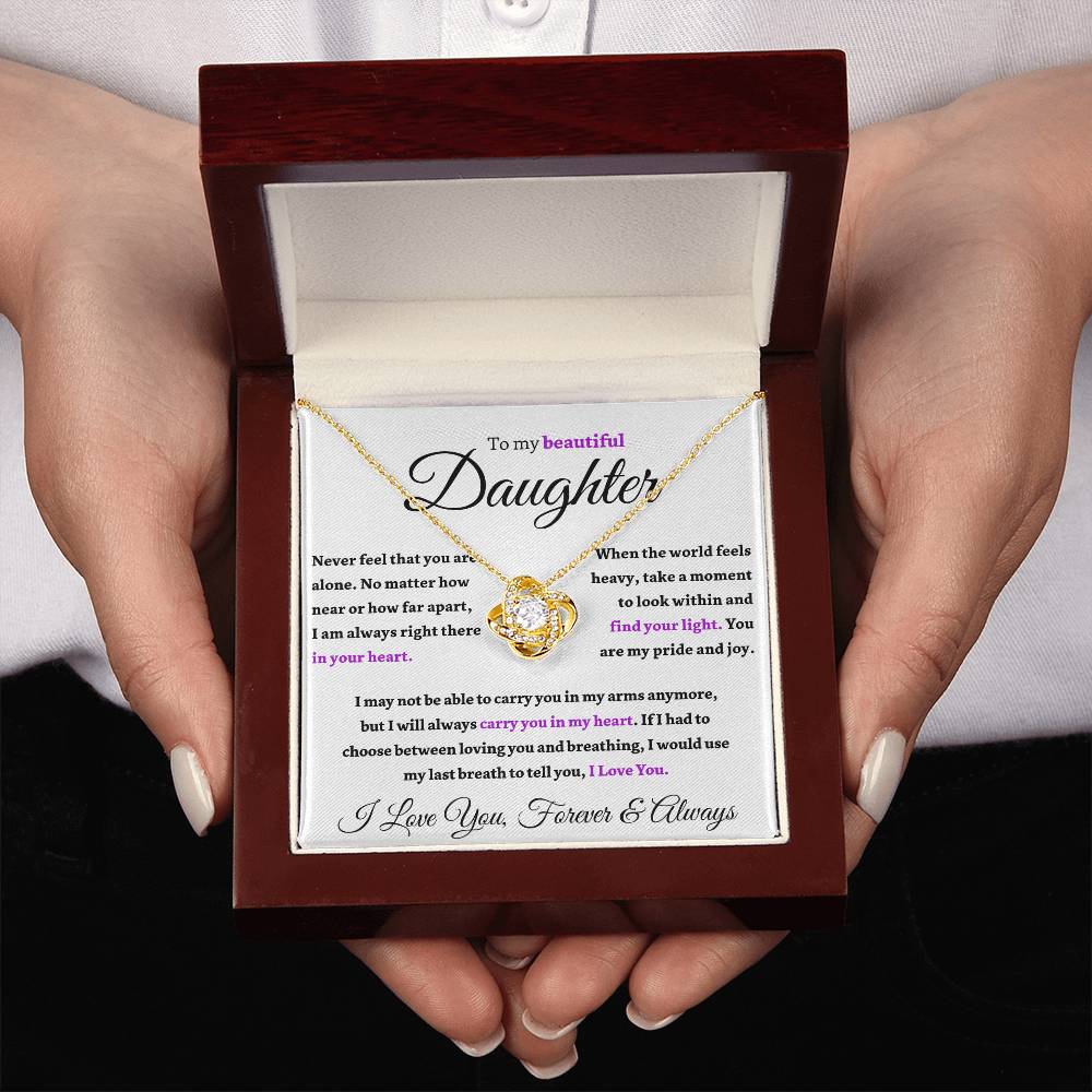 Beautiful Daughter Gift "Forever and Always" Gold Knot Necklace