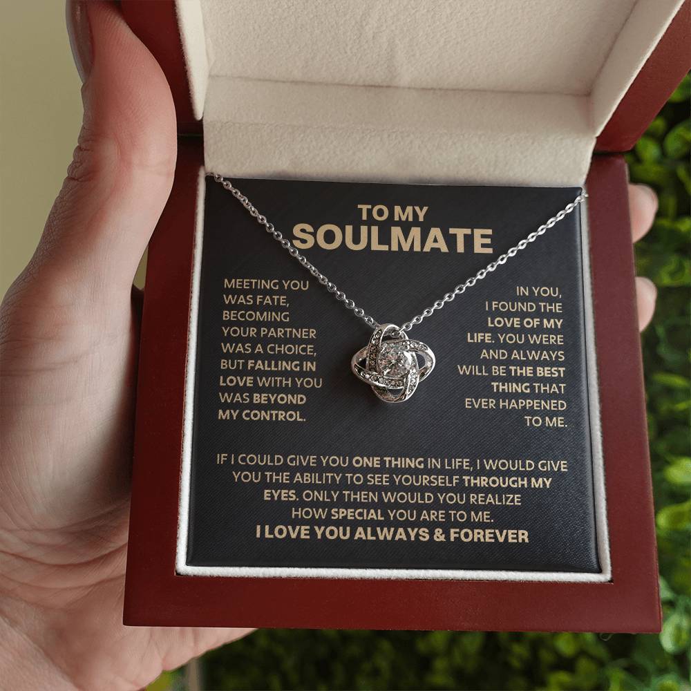 To My Soulmate - Gold  LoveKnot Necklace - DD029