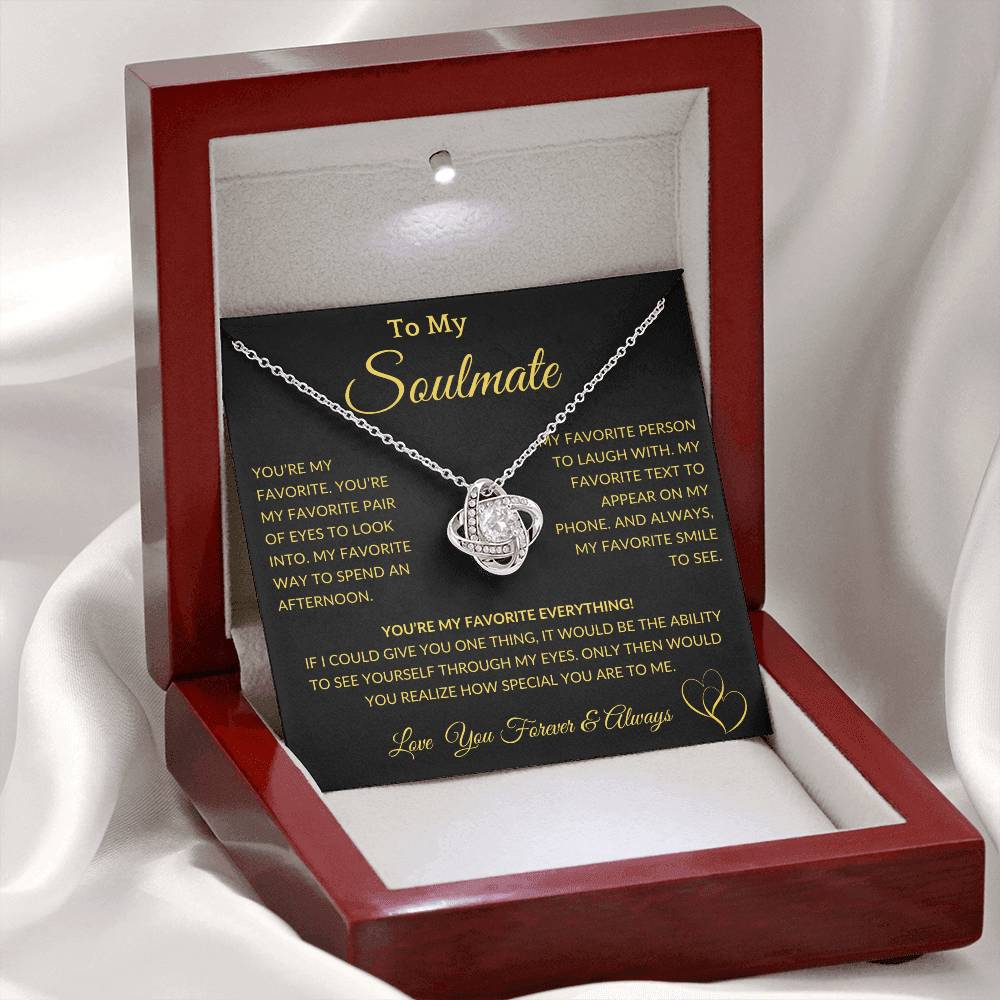 Gift for Soulmate "You Are My Favorite" Gold Knot Necklace