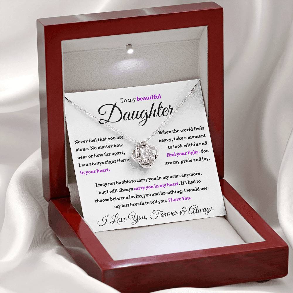 Beautiful Daughter Gift "Forever and Always" Gold Knot Necklace