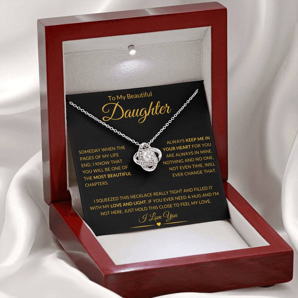 Beautiful Daughter Gift "Love and Light" Gold Knot Necklace