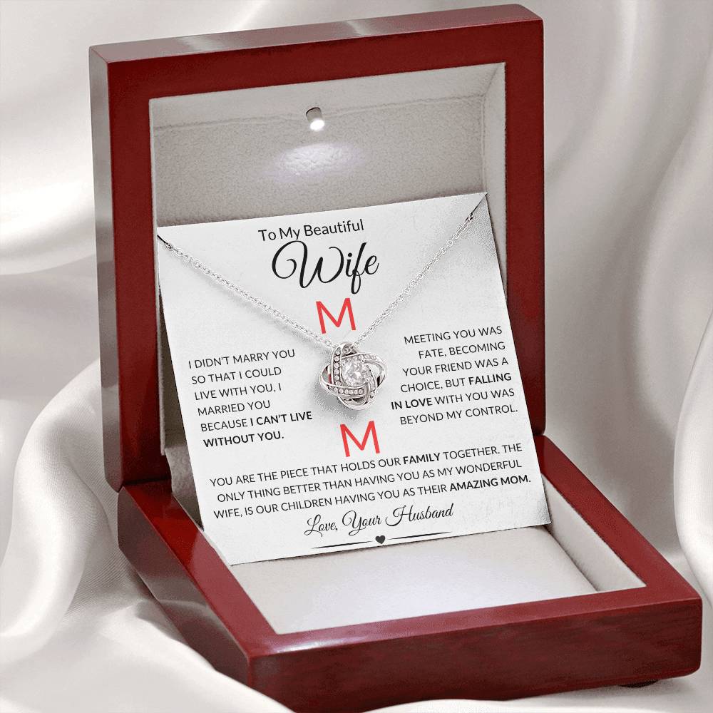 Beautiful "Wife and Mom" Gift Gold Necklace