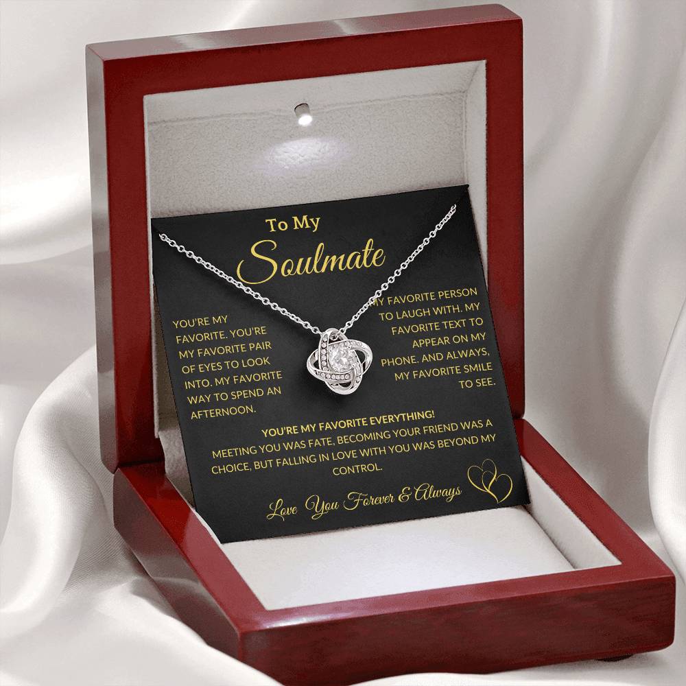 Gift for Soulmate "You're  My Favorite  Everything" Gold Knot Necklace