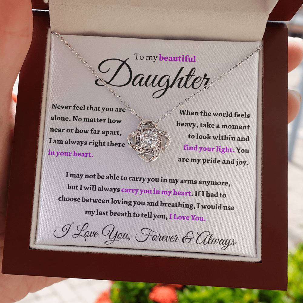 Beautiful Daughter Gift "Forever and Always" Gold Knot Necklace