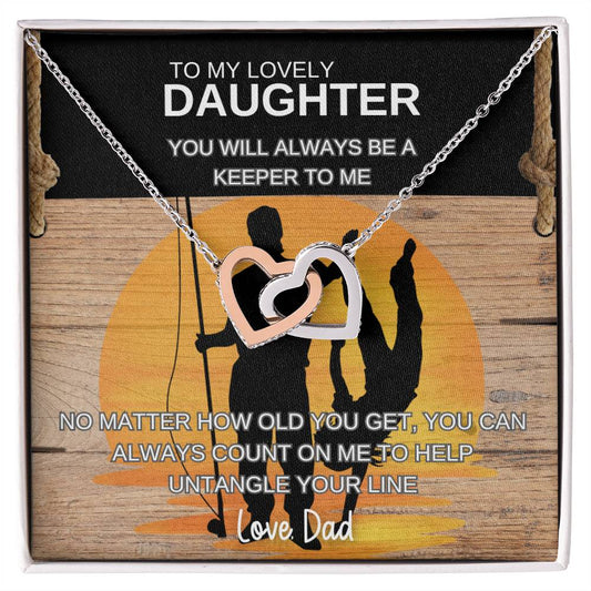 To My Lovely Daughter | Always A Keeper | Interlocking Hearts Necklace