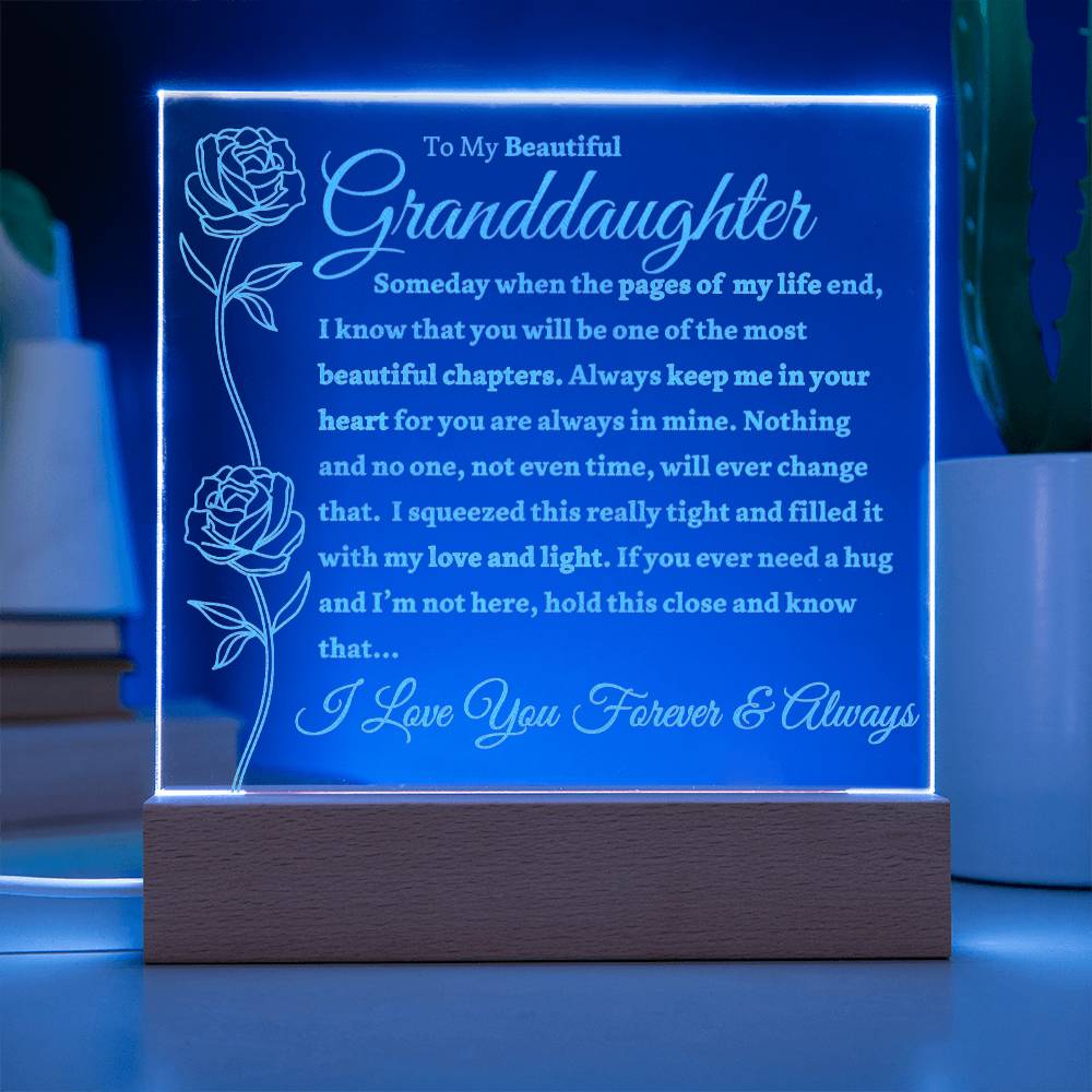 Beautiful Granddaughter Gift "Love You Forever" Light Up Acrylic Plaque / Nightlight