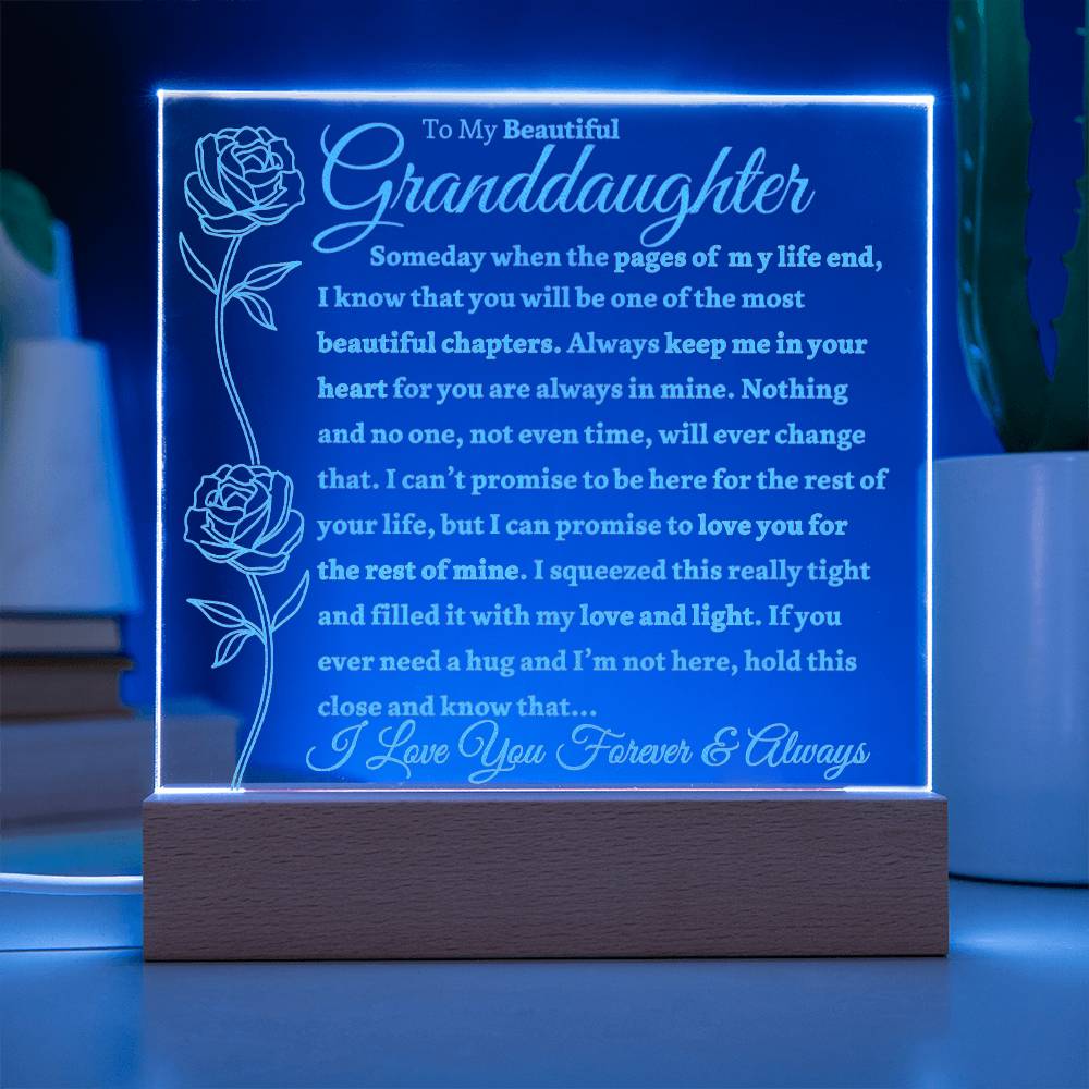 Beautiful Granddaughter Gift "Love You Forever & Always" Light Up Acrylic Plaque / Nightlight