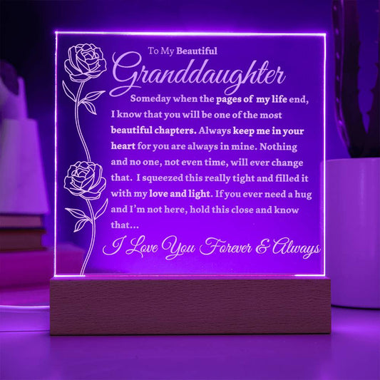 Beautiful Granddaughter Gift "Love You Forever" Light Up Acrylic Plaque / Nightlight