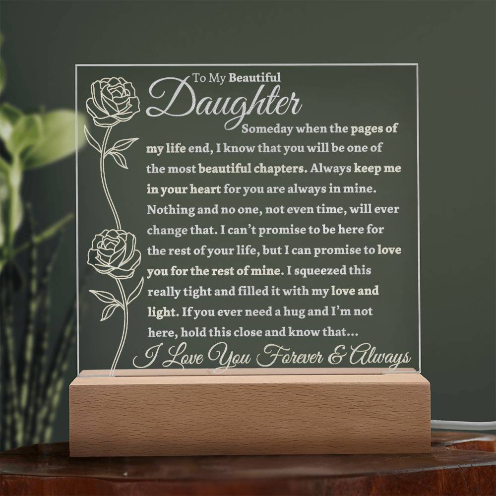 Beautiful Gift For Daughter "Love and Light" Acrylic Plaque