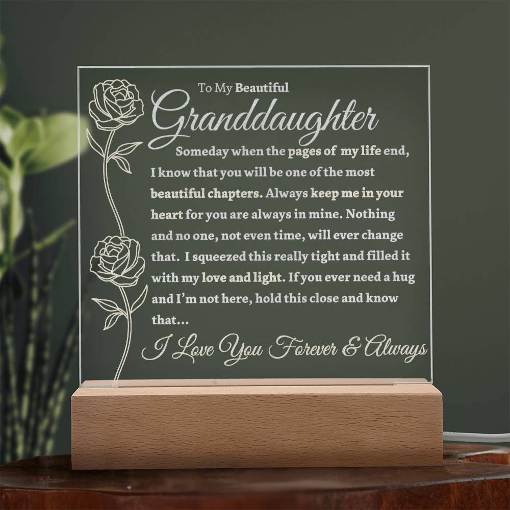 Beautiful Granddaughter Gift "Love You Forever" Light Up Acrylic Plaque / Nightlight