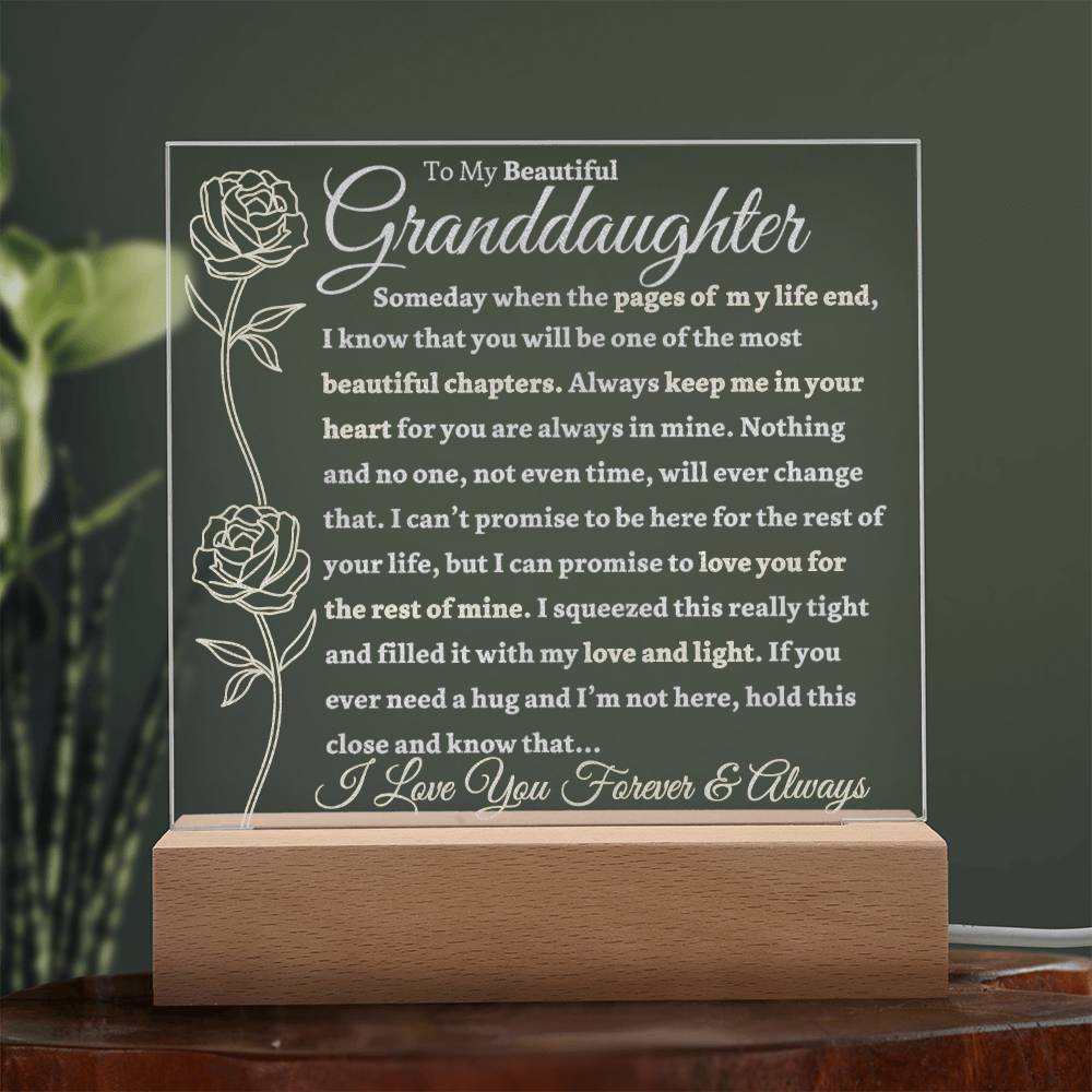 Beautiful Granddaughter Gift "Love You Forever & Always" Light Up Acrylic Plaque / Nightlight