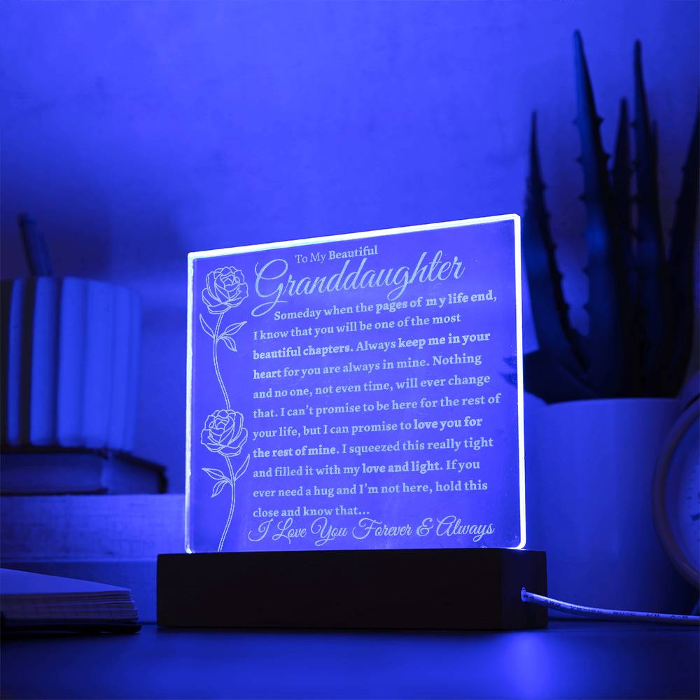 Beautiful Granddaughter Gift "Love You Forever & Always" Light Up Acrylic Plaque / Nightlight