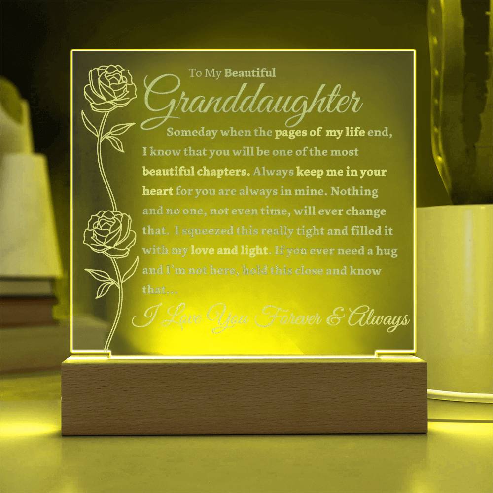 Beautiful Granddaughter Gift "Love You Forever" Light Up Acrylic Plaque / Nightlight