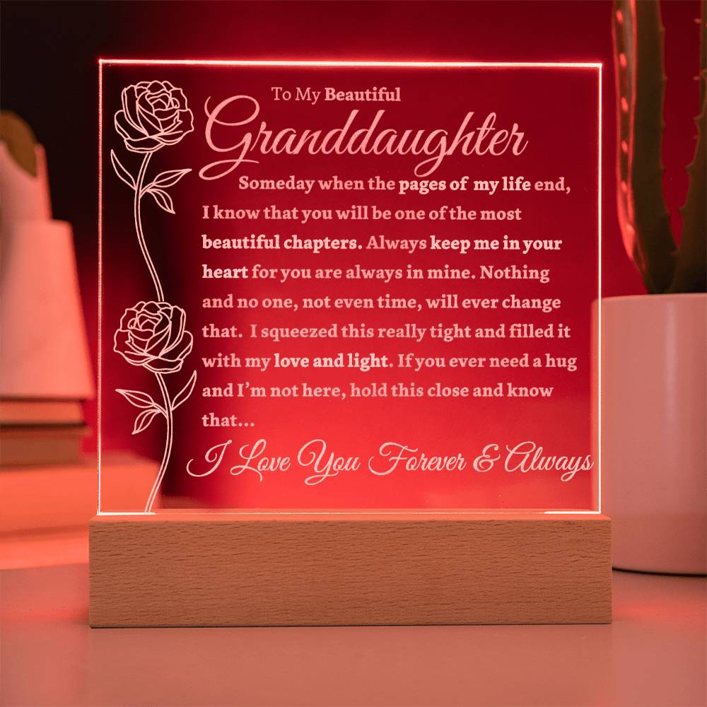 Beautiful Granddaughter Gift "Love You Forever" Light Up Acrylic Plaque / Nightlight