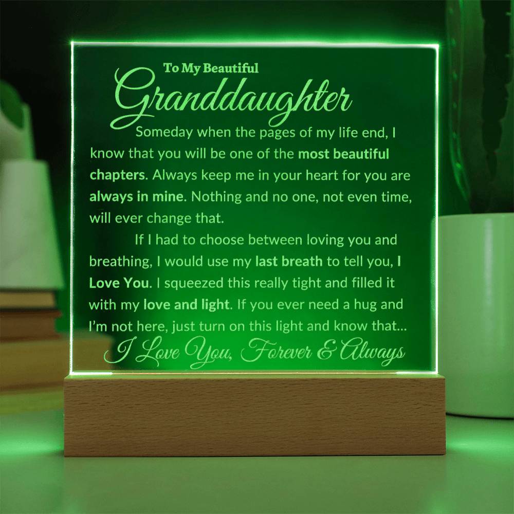 Beautiful Granddaughter Gift  "Love and Light" Premium Engraved Acrylic NightLight