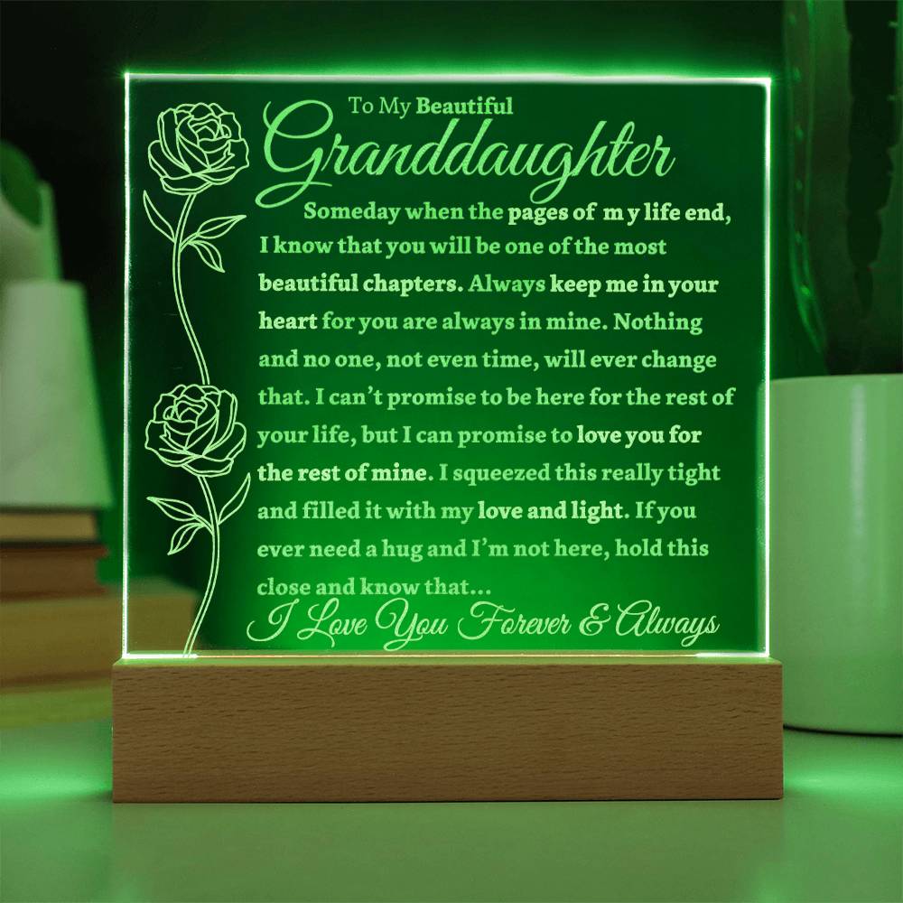 Beautiful Granddaughter Gift "Love You Forever & Always" Light Up Acrylic Plaque / Nightlight