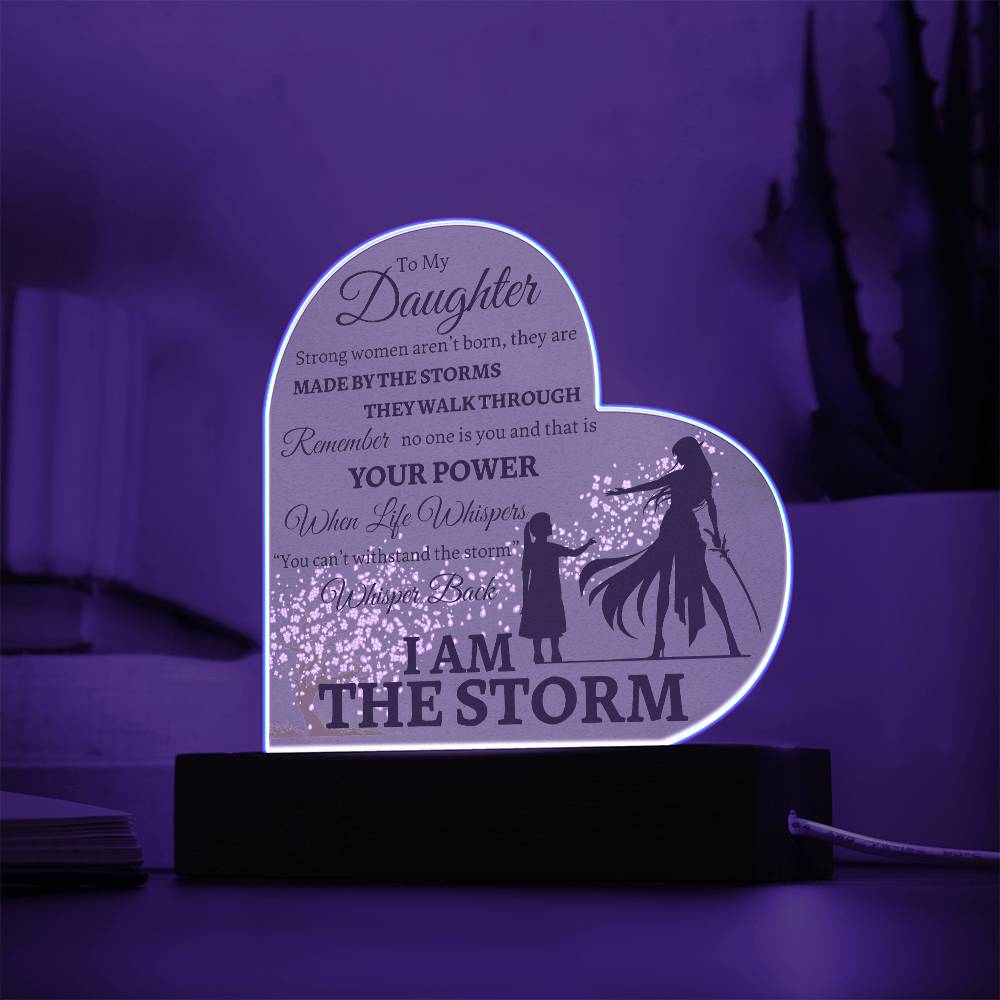 Beautiful Inspiring Daughter Gift "I AM THE STORM" Japanese Blossom Acrylic Light