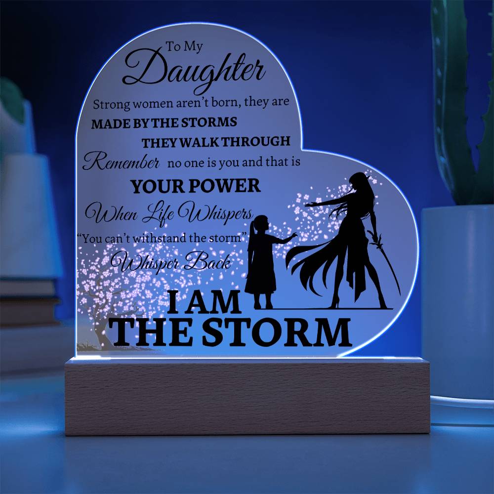 Beautiful Inspiring Daughter Gift "I AM THE STORM" Japanese Blossom Acrylic Light