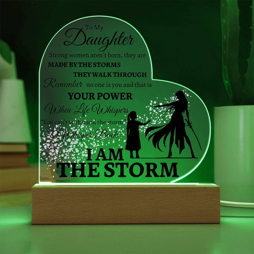 Beautiful Inspiring Daughter Gift "I AM THE STORM" Japanese Blossom Acrylic Light