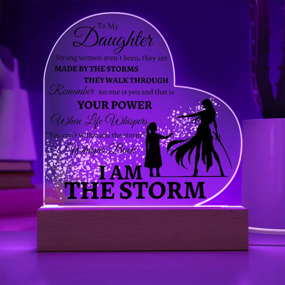 Beautiful Inspiring Daughter Gift "I AM THE STORM" Japanese Blossom Acrylic Light