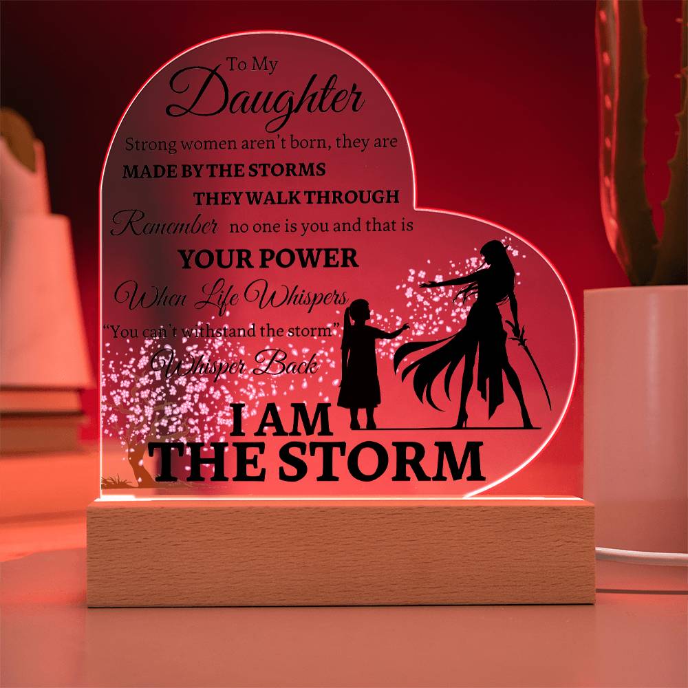 Beautiful Inspiring Daughter Gift "I AM THE STORM" Japanese Blossom Acrylic Light