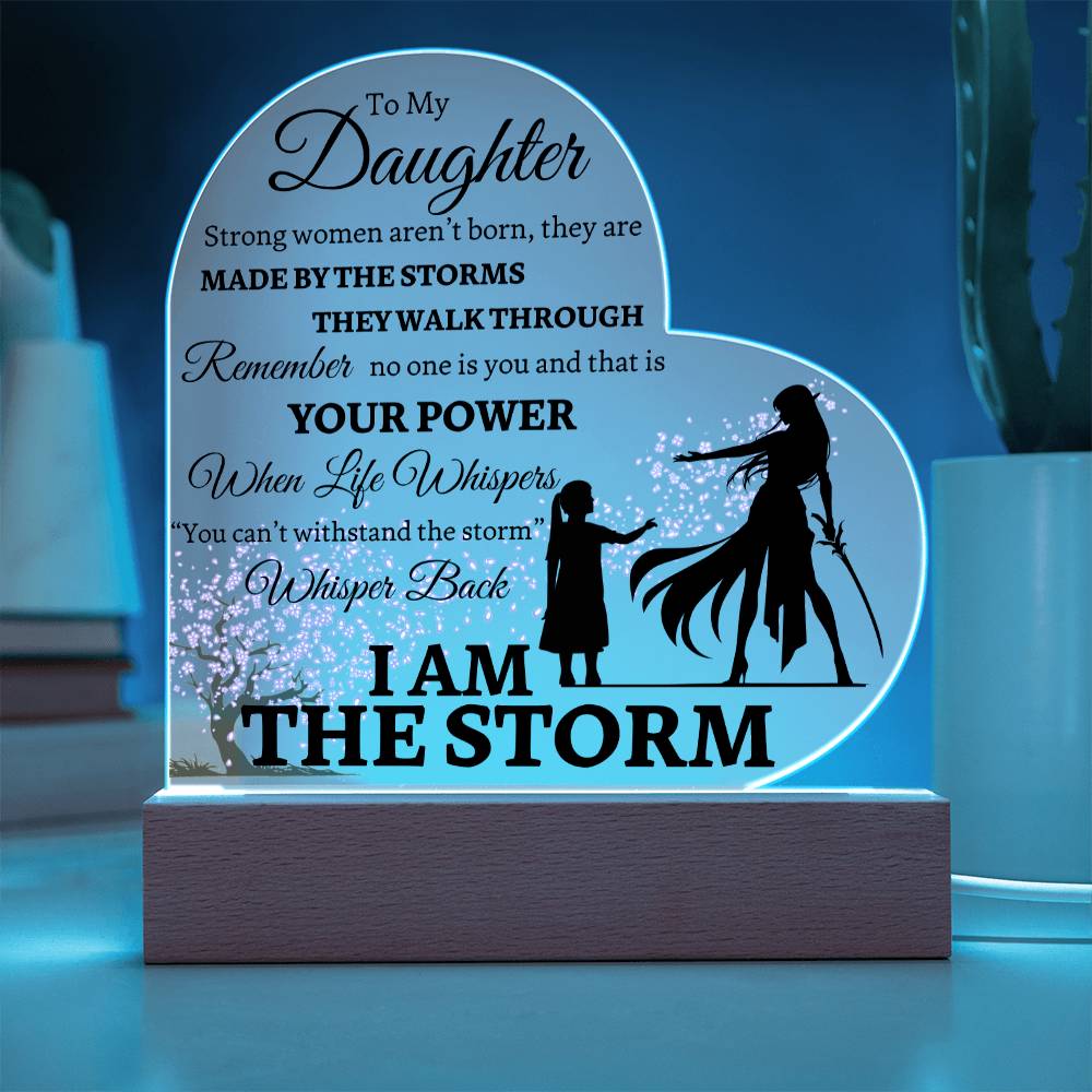 Beautiful Inspiring Daughter Gift "I AM THE STORM" Japanese Blossom Acrylic Light