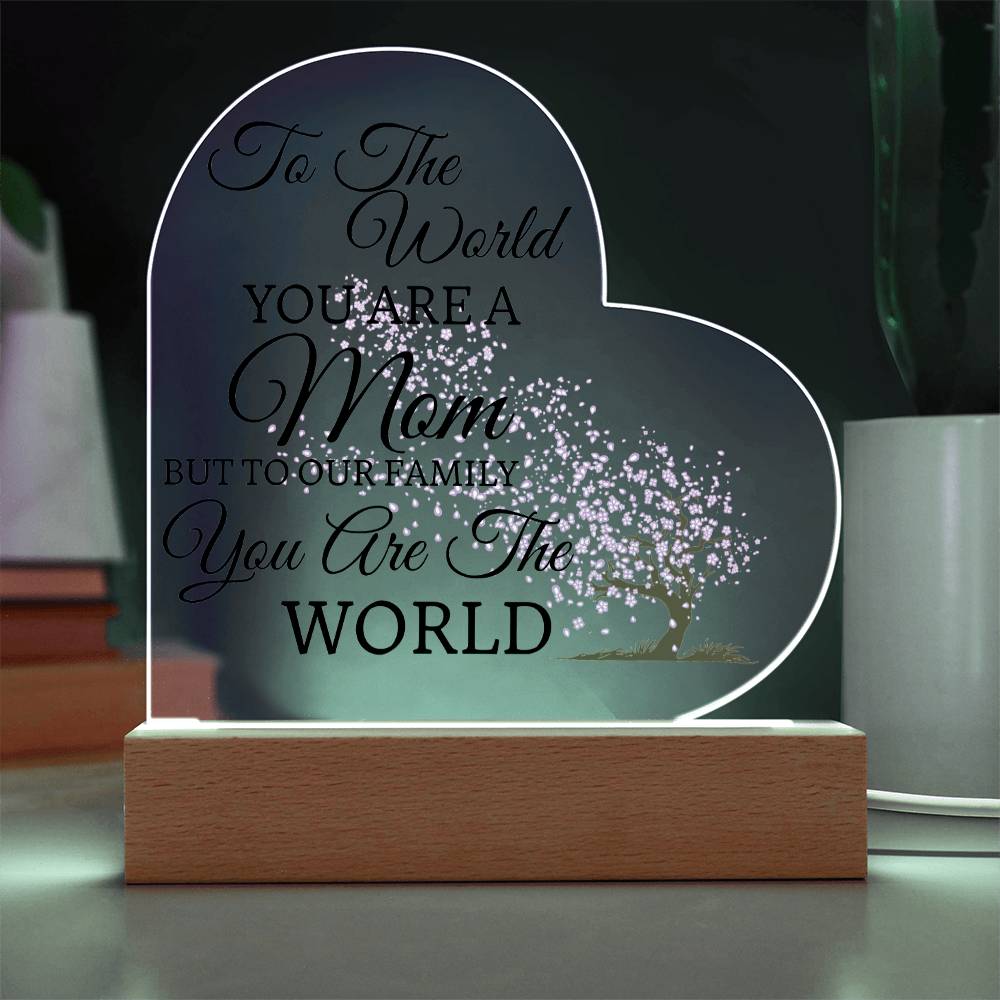 Beautiful Mom Gift "You Are The World" Japanese Tree Blossoms Acrylic Light