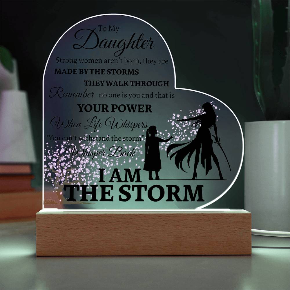 Beautiful Inspiring Daughter Gift "I AM THE STORM" Japanese Blossom Acrylic Light