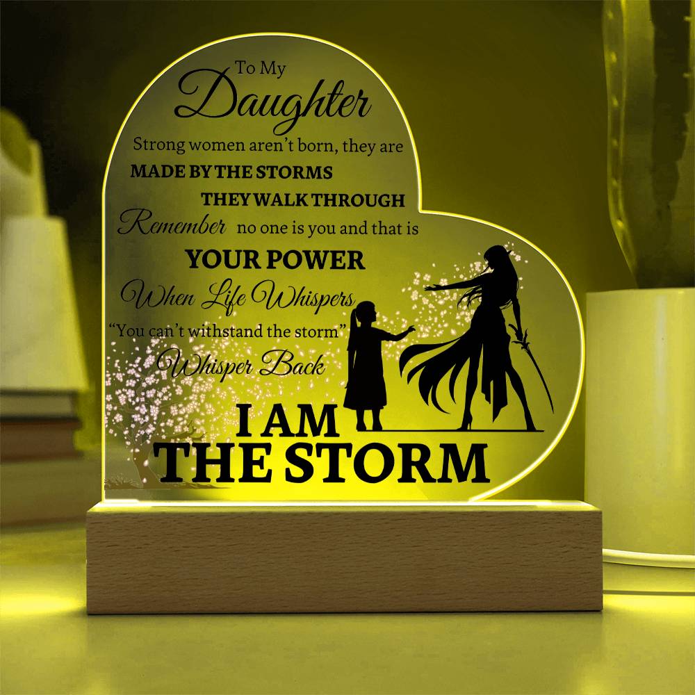 Beautiful Inspiring Daughter Gift "I AM THE STORM" Japanese Blossom Acrylic Light