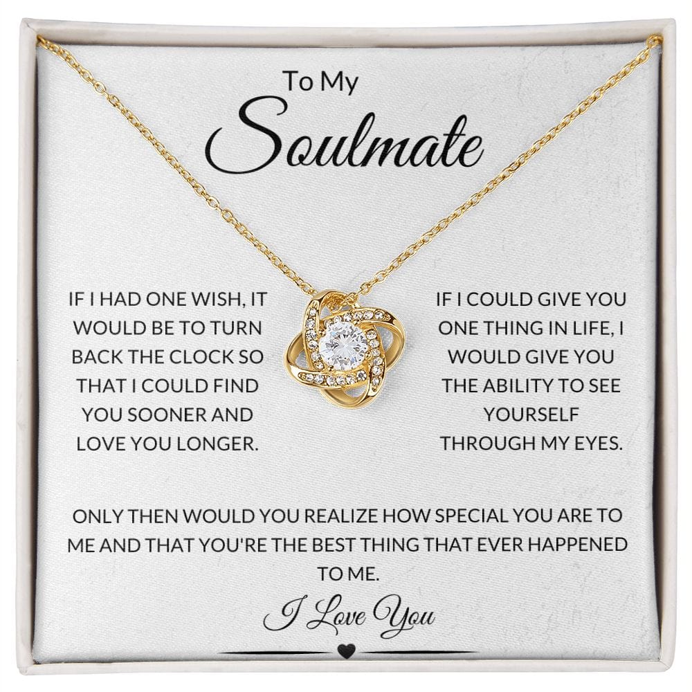 14k White Gold or 18k Yellow Gold | To My Soulmate | LoveKnot Necklace