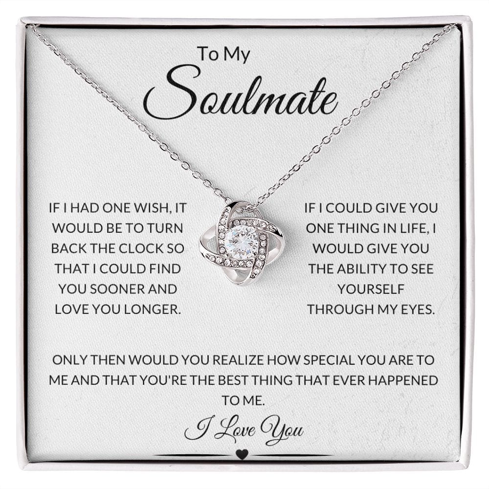 14k White Gold or 18k Yellow Gold | To My Soulmate | LoveKnot Necklace