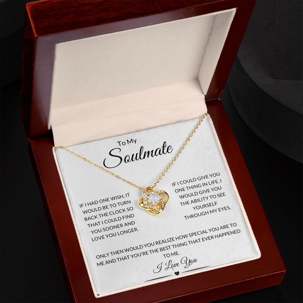 14k White Gold or 18k Yellow Gold | To My Soulmate | LoveKnot Necklace