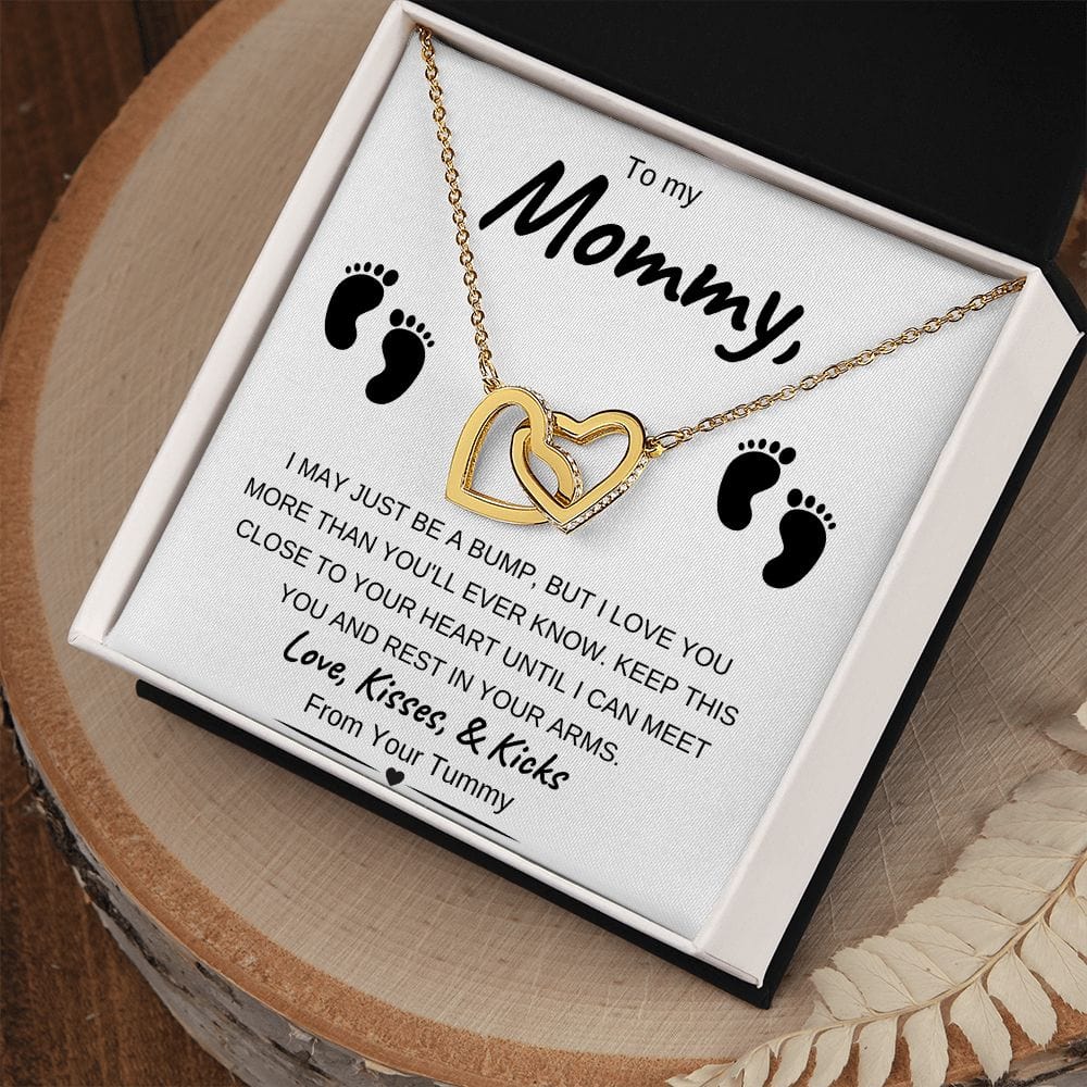 Rose Gold or 18k Yellow Gold | To My Mommy | Interlocking Hearts Necklace