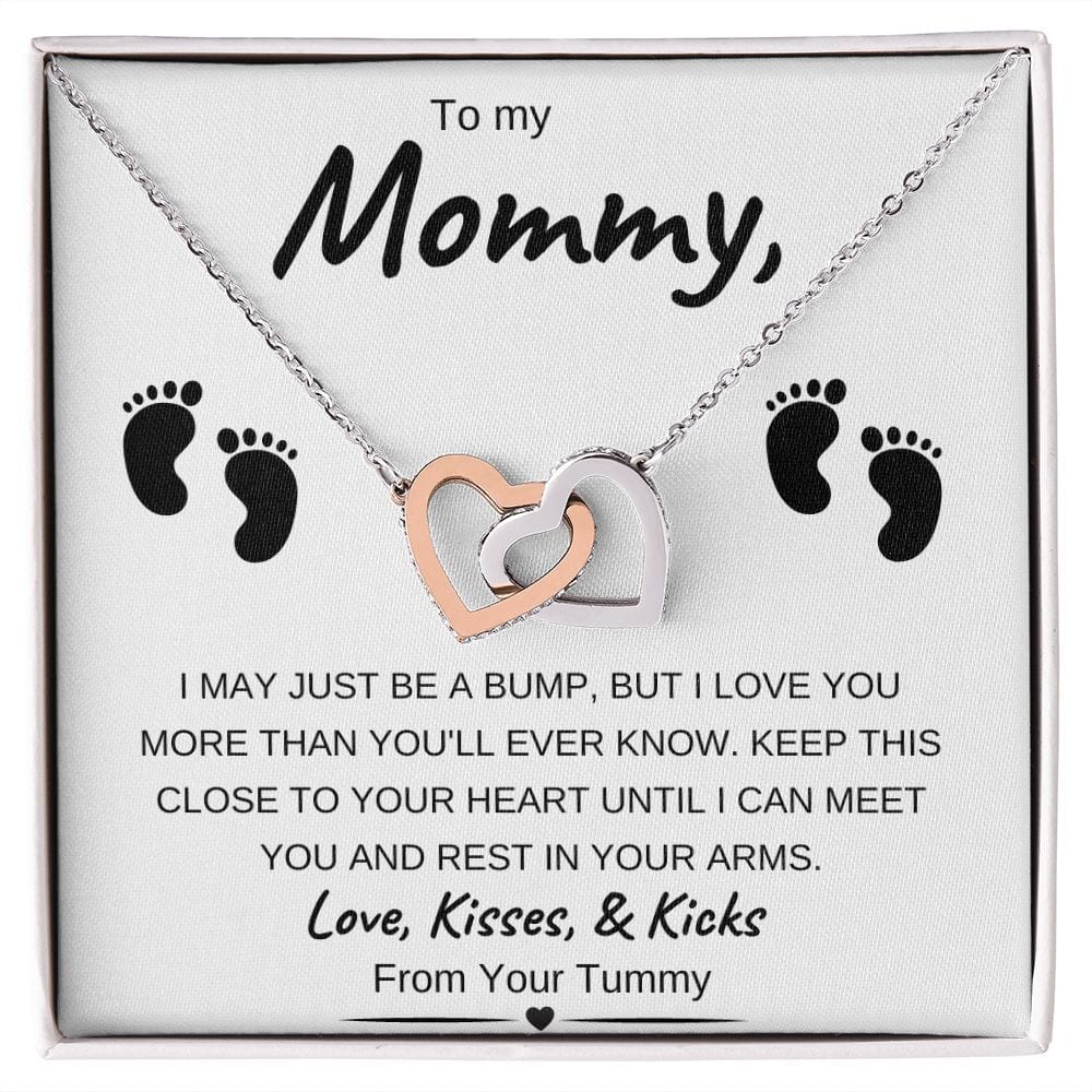Rose Gold or 18k Yellow Gold | To My Mommy | Interlocking Hearts Necklace