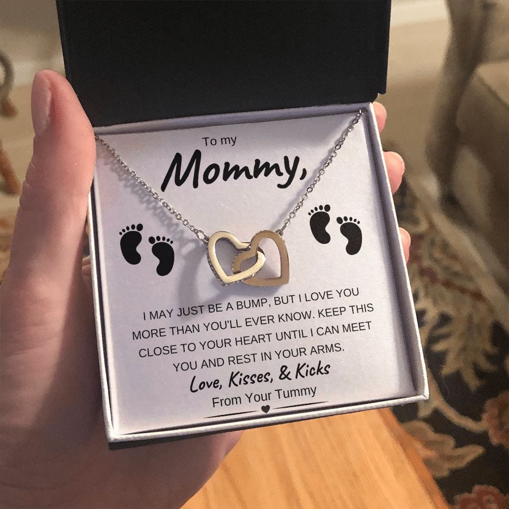 Rose Gold or 18k Yellow Gold | To My Mommy | Interlocking Hearts Necklace