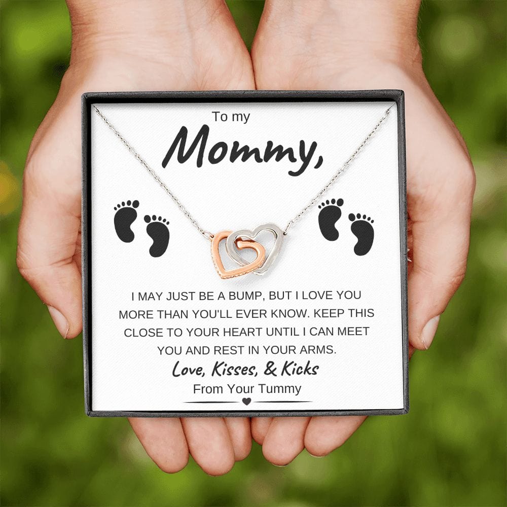 Rose Gold or 18k Yellow Gold | To My Mommy | Interlocking Hearts Necklace