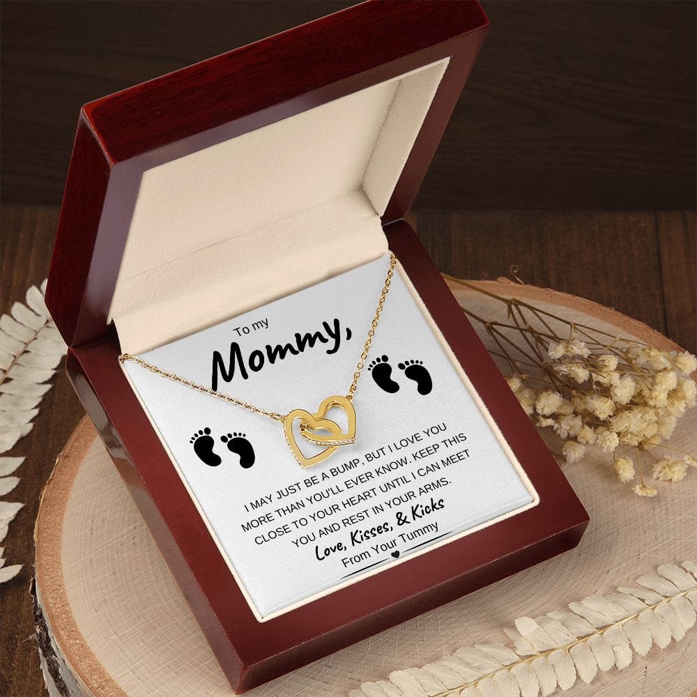Rose Gold or 18k Yellow Gold | To My Mommy | Interlocking Hearts Necklace