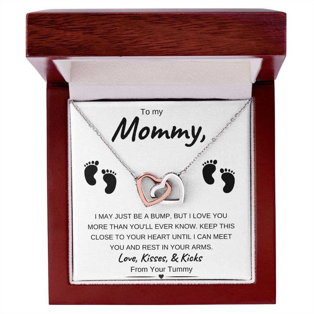 Rose Gold or 18k Yellow Gold | To My Mommy | Interlocking Hearts Necklace