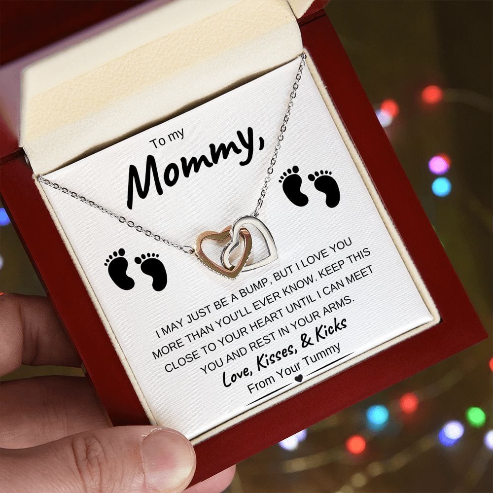 Rose Gold or 18k Yellow Gold | To My Mommy | Interlocking Hearts Necklace